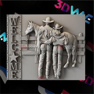WESTERN WELCOME SIGN 3d stl 3DWave.us